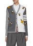 首图 - 点击放大 - THOM BROWNE - 蜜蜂小鸟图案四重条纹羊毛混棉针织开衫