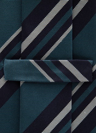 细节 - 点击放大 - STEFANOBIGI MILANO - 条纹拼色真丝领带