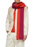 模特儿示范图 - 点击放大 - PANGAIA - 双色羊绒混再生羊绒针织围巾