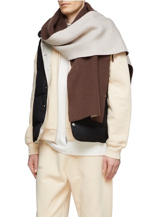模特儿示范图 - 点击放大 - PANGAIA - 混再生羊绒及羊毛拼色围巾