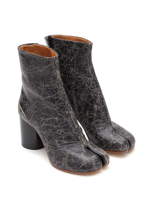 细节 - 点击放大 - MAISON MARGIELA - TABI 分趾爆裂纹真皮高跟踝靴