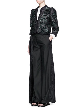 模特示范图 - 点击放大 - DRIES VAN NOTEN - 棉混丝半裙拼接阔腿裤