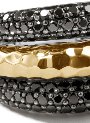 细节 - 点击放大 - JOHN HARDY - ‘Classic Chain’ Hammered 18K Gold Silver Black Sapphire And Spinel Ring