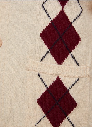  - MANORS - BUTTON FRONT PATCH POCKET STRIPED ARGYLE CARDIGAN