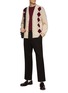 模特儿示范图 - 点击放大 - MANORS - BUTTON FRONT PATCH POCKET STRIPED ARGYLE CARDIGAN