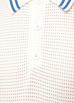  - MANORS - Contrast Trim Cotton Pointelle Knit Polo Shirt