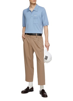 模特儿示范图 - 点击放大 - MANORS - Chest Pocket Cotton Knit Polo Shirt