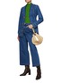 模特儿示范图 - 点击放大 - OSCAR DE LA RENTA - 金属花卉钮扣系带牛仔外套