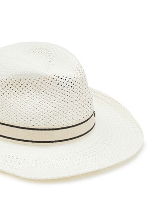 细节 - 点击放大 - MAISON MICHEL - ERIC 拼色条纹帽带稻草宽檐帽