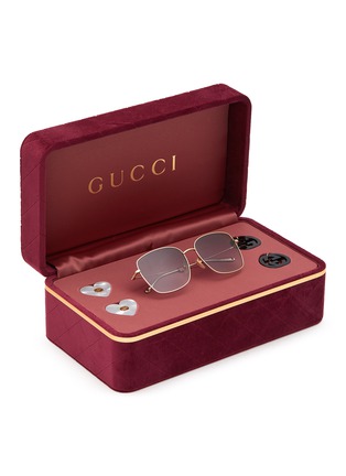 细节 - 点击放大 - GUCCI - 吊坠缀饰金属方框太阳眼镜