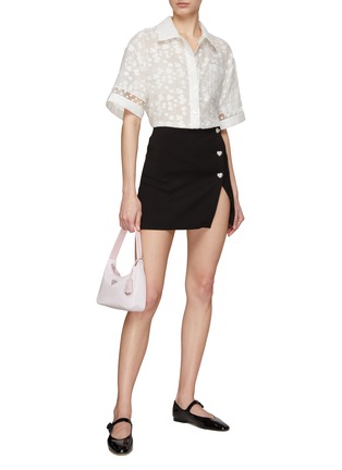模特儿示范图 - 点击放大 - MING MA - 花卉蕾丝短袖衬衫