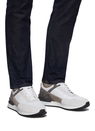 模特儿示范图 - 点击放大 - MAGNANNI - 拼接系带运动鞋