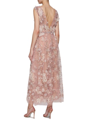 背面 - 点击放大 - MARCHESA COUTURE - 立体花卉 V 领连衣裙