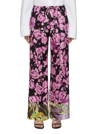 首图 - 点击放大 - DRIES VAN NOTEN - 拼接花卉图案真丝长裤