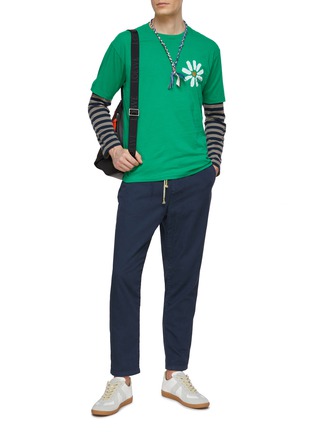 模特儿示范图 - 点击放大 - SCOTCH & SODA - 系带饰棉混亚麻直筒长裤