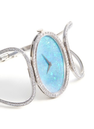 细节 - 点击放大 - LANE CRAWFORD VINTAGE WATCHES - Chopard Silver-Toned Opal Oval Dial Diamond Watch