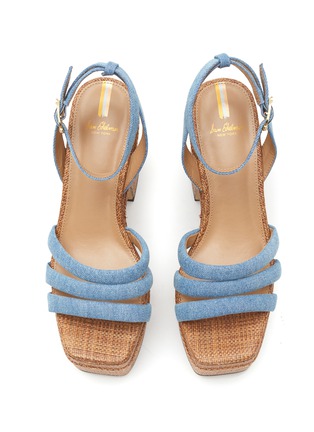 细节 - 点击放大 - SAM EDELMAN - TIBBY 亚麻搭带厚底高跟凉鞋