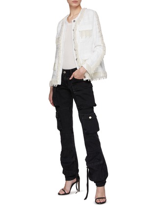 模特儿示范图 - 点击放大 - HUISHAN ZHANG - 珍珠流苏缀饰粗花呢夹克