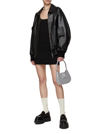 模特儿示范图 - 点击放大 - T BY ALEXANDER WANG - LOGO 大圆领吊带连衣裙