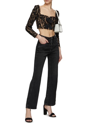 模特儿示范图 - 点击放大 - SELF-PORTRAIT - 蝴蝶结饰蕾丝方领上衣