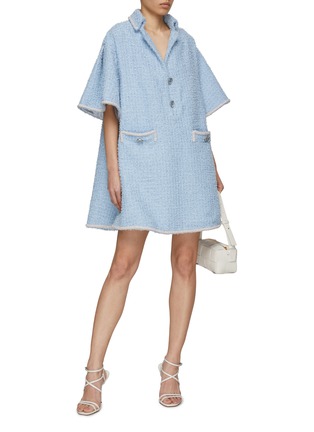 SOONIL | Sequin Embellished Trim Oversized Short Sleeve Tweed Dress