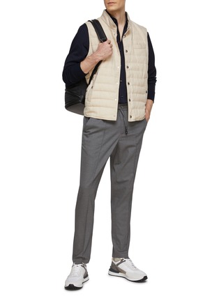 模特儿示范图 - 点击放大 - ISAIA - Drawstring Waist Pressed Crease Wool Blend Pants