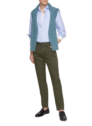 模特儿示范图 - 点击放大 - ISAIA - Wide Collar Herringbone Cotton Shirt