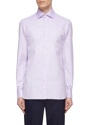 首图 - 点击放大 - ISAIA - Wide Collar Herringbone Cotton Shirt