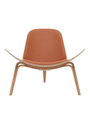 首图 –点击放大 - CARL HANSEN & SØN - CH07 SHELL 皮革坐垫橡木休闲椅 — 棕色