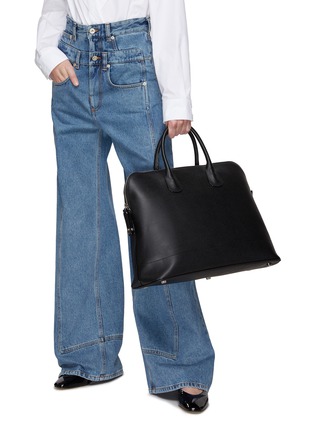 模特儿示范图 - 点击放大 - VALEXTRA - ‘Mylogo’ Grained Leather Tote Bag