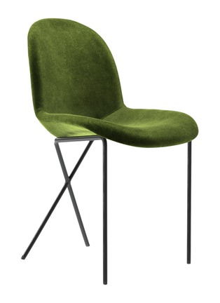 细节 –点击放大 - THE CONRAN SHOP - CROSS LEG 交叉脚镂空天鹅绒座椅 — 海岸绿
