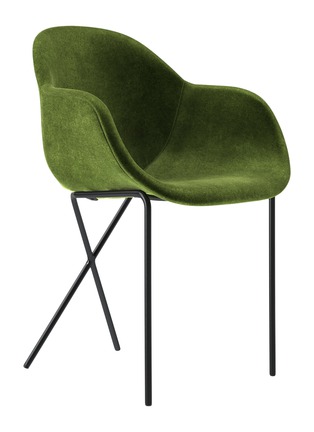 细节 –点击放大 - THE CONRAN SHOP - CROSS LEG 交叉脚镂空天鹅绒座椅 — 海岸绿