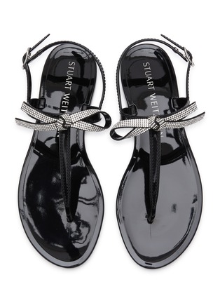 细节 - 点击放大 - STUART WEITZMAN - ‘Bow’ Crystal Embellished Bow Motif Sandals