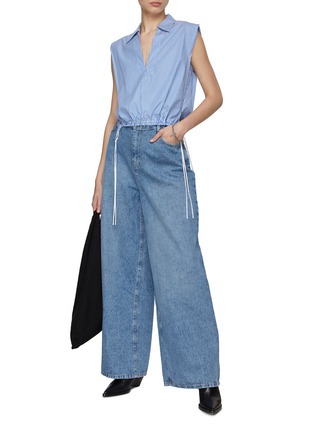 模特儿示范图 - 点击放大 - RAG & BONE - FIONA 条纹半开领上衣