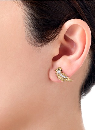 细节 - 点击放大 - MIO HARUTAKA - ‘Little Bird’ 18k Yellow White Gold Diamond Yellow Sapphire Earring