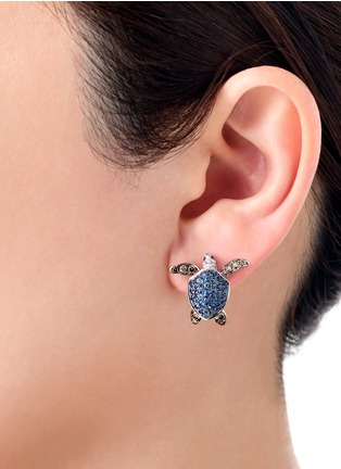 细节 - 点击放大 - MIO HARUTAKA - ‘Turtle’ 18k White Rose Gold Sapphire Diamond Earring