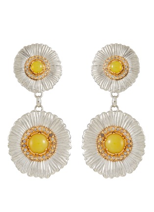 首图 - 点击放大 - BUCCELLATI - Blossoms Diamond and Yellow Agate Daisy Pendant Earrings