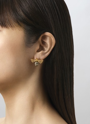 细节 - 点击放大 - MIO HARUTAKA - Honey Bee 18K Yellow Gold Diamond Onyx Tigers Eye Single Earring