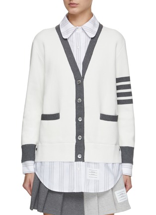 首图 - 点击放大 - THOM BROWNE - 撞色开衫与条纹衬衫套装