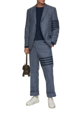 模特儿示范图 - 点击放大 - THOM BROWNE - 四重条纹粗花呢西服外套