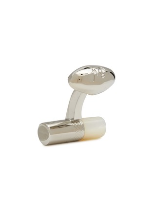 细节 - 点击放大 - BABETTE WASSERMAN - Bar Rhodium Plated Mother Of Pearl Hand Craved Cufflinks