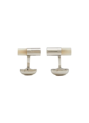首图 - 点击放大 - BABETTE WASSERMAN - Bar Rhodium Plated Mother Of Pearl Hand Craved Cufflinks