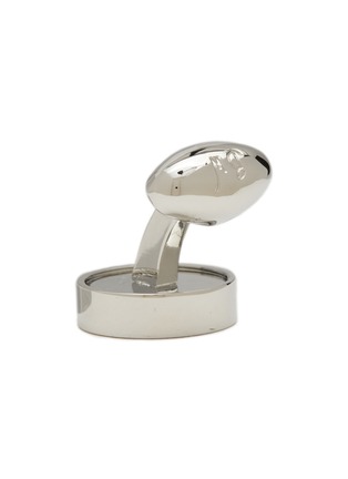 细节 - 点击放大 - BABETTE WASSERMAN - Round Rhodium Plated Onyx Mother Of Pearl Cufflinks
