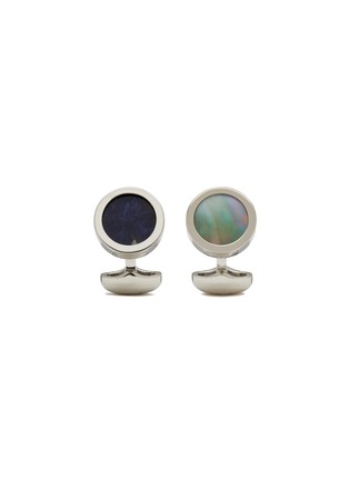 首图 - 点击放大 - BABETTE WASSERMAN - Round Rhodium Plated Onyx Mother Of Pearl Cufflinks
