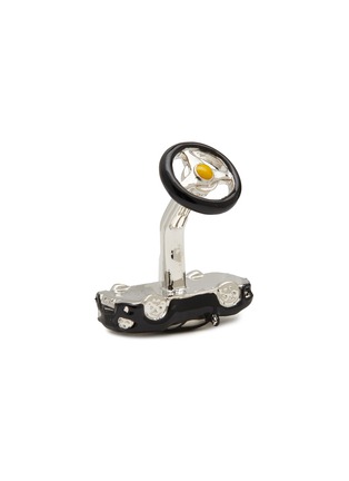 细节 - 点击放大 - BABETTE WASSERMAN - Sports Car And Steering Wheel Rhodium Plated Enamelled Cufflinks