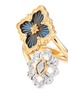 细节 - 点击放大 - BUCCELLATI - Opera Tulle Blue Enamel 18K Gold Diamond Double Motif Ring — Size 53