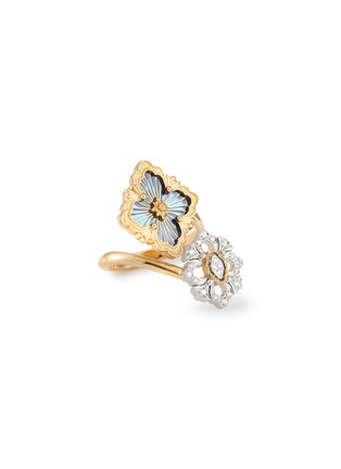 首图 - 点击放大 - BUCCELLATI - Opera Tulle Blue Enamel 18K Gold Diamond Double Motif Ring — Size 53