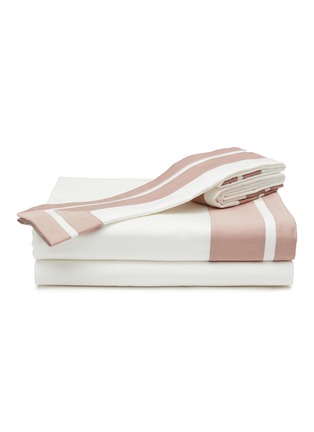 首图 –点击放大 - FRETTE - SHADES 条纹饰边加大双人床四件套 — 米白色及粉紫色