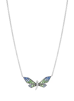 首图 - 点击放大 - SARAH ZHUANG - ‘Fantasy Garden’ 18K White Rose Gold Green Garnet Sapphire Dragonfly Necklace