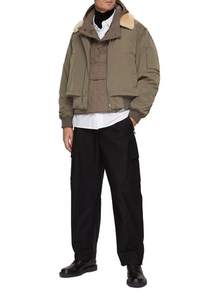 模特儿示范图 - 点击放大 - SOLID HOMME - 毛领飞行员夹克